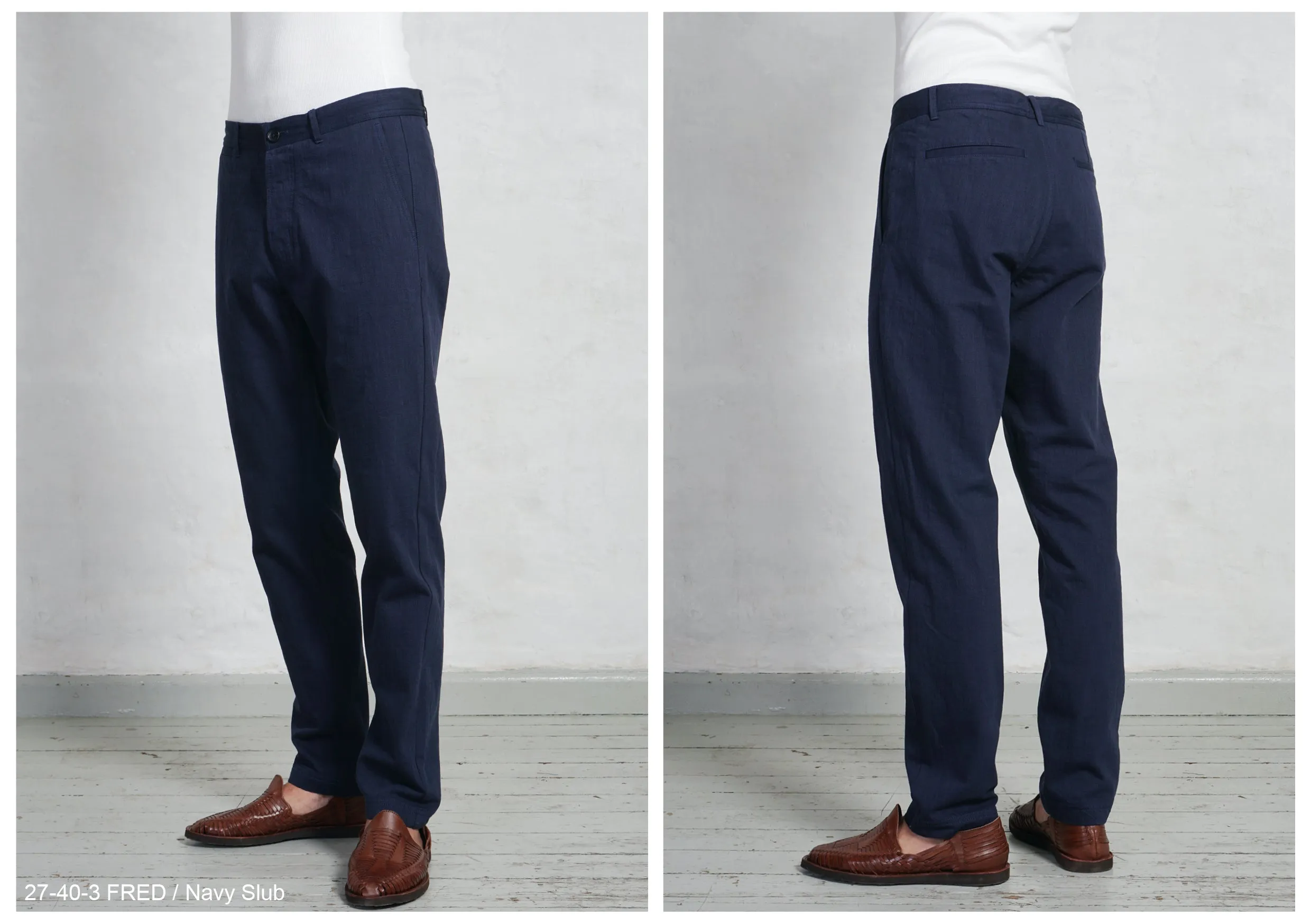 FRED | Regular Cut Work Trousers | Navy Slub