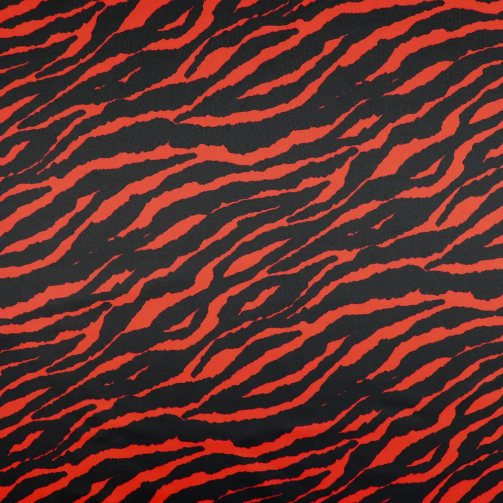 FS1115 Zebra Scuba Stretch Knit Fabric Red & Black