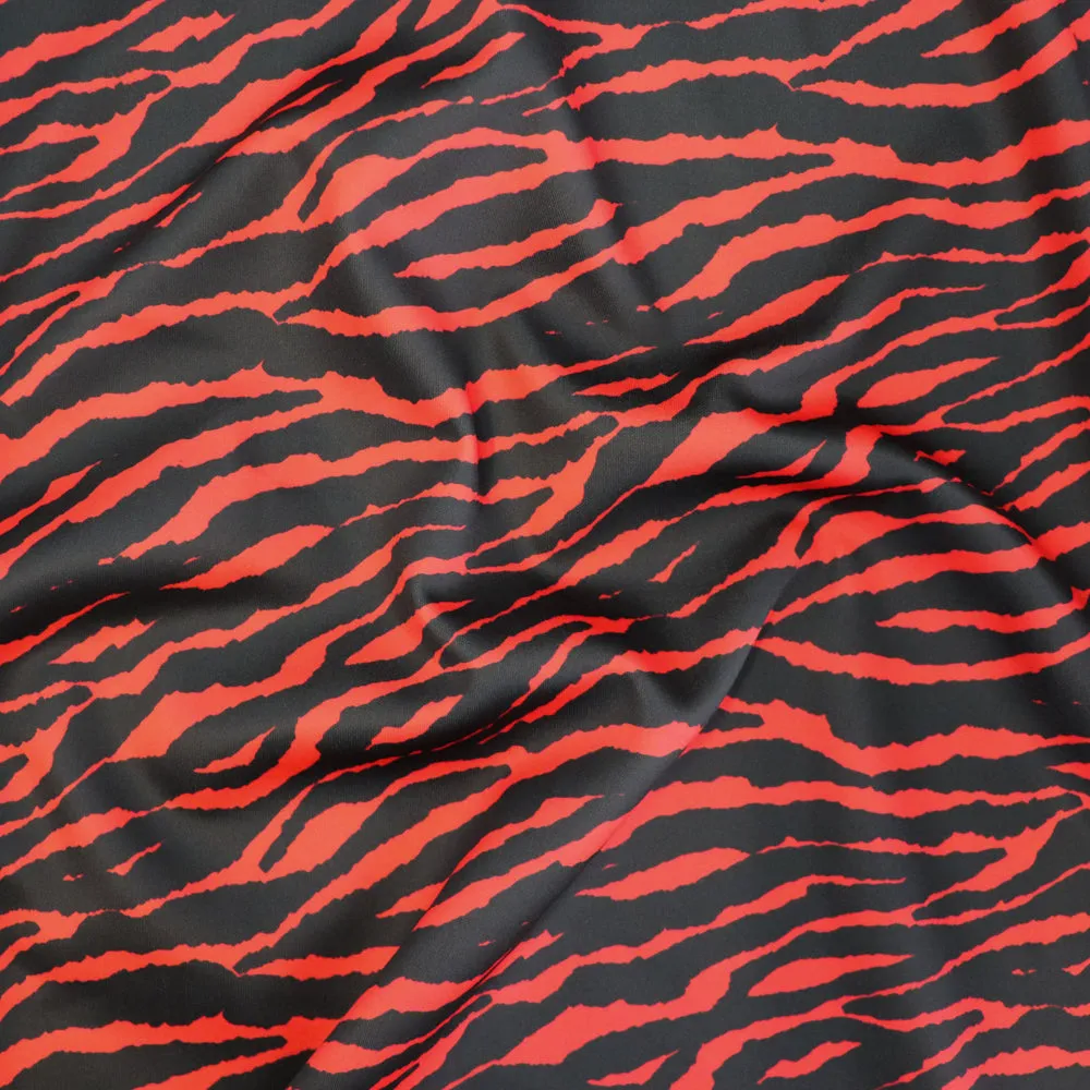 FS1115 Zebra Scuba Stretch Knit Fabric Red & Black