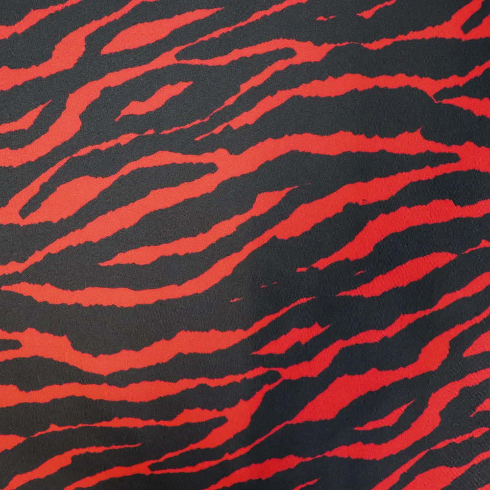 FS1115 Zebra Scuba Stretch Knit Fabric Red & Black