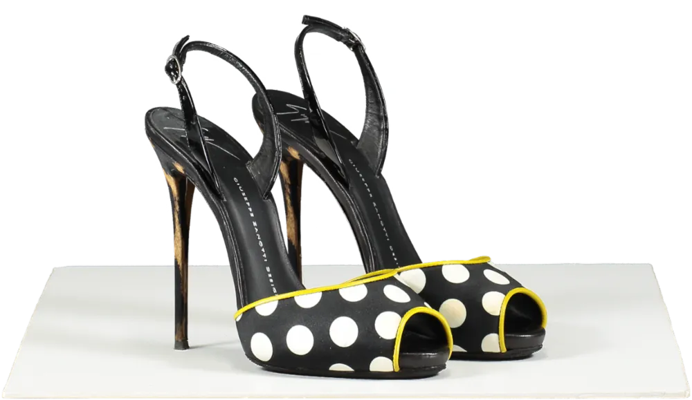 Giuseppe Zanotti Multicoloured Black Satin Polka Dot Sandal Heels UK 5 EU 38 👠