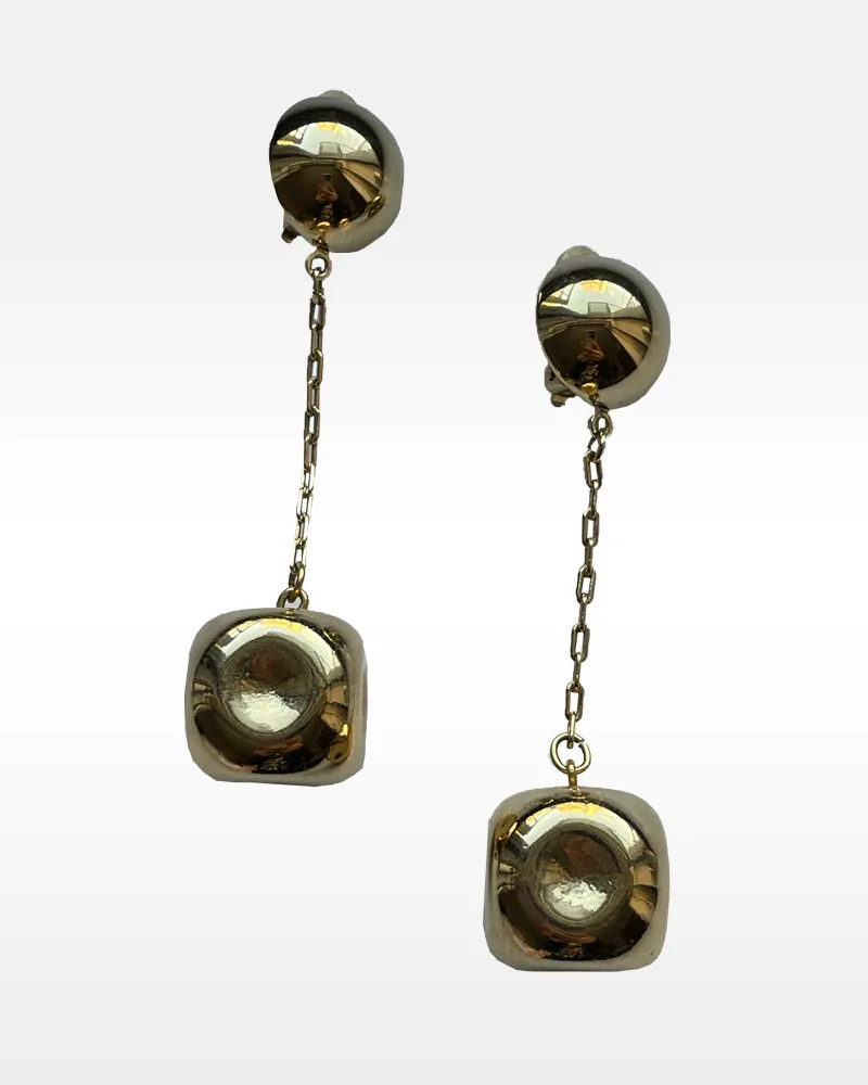 Givenchy Gold Metal Drop Clip Earrings