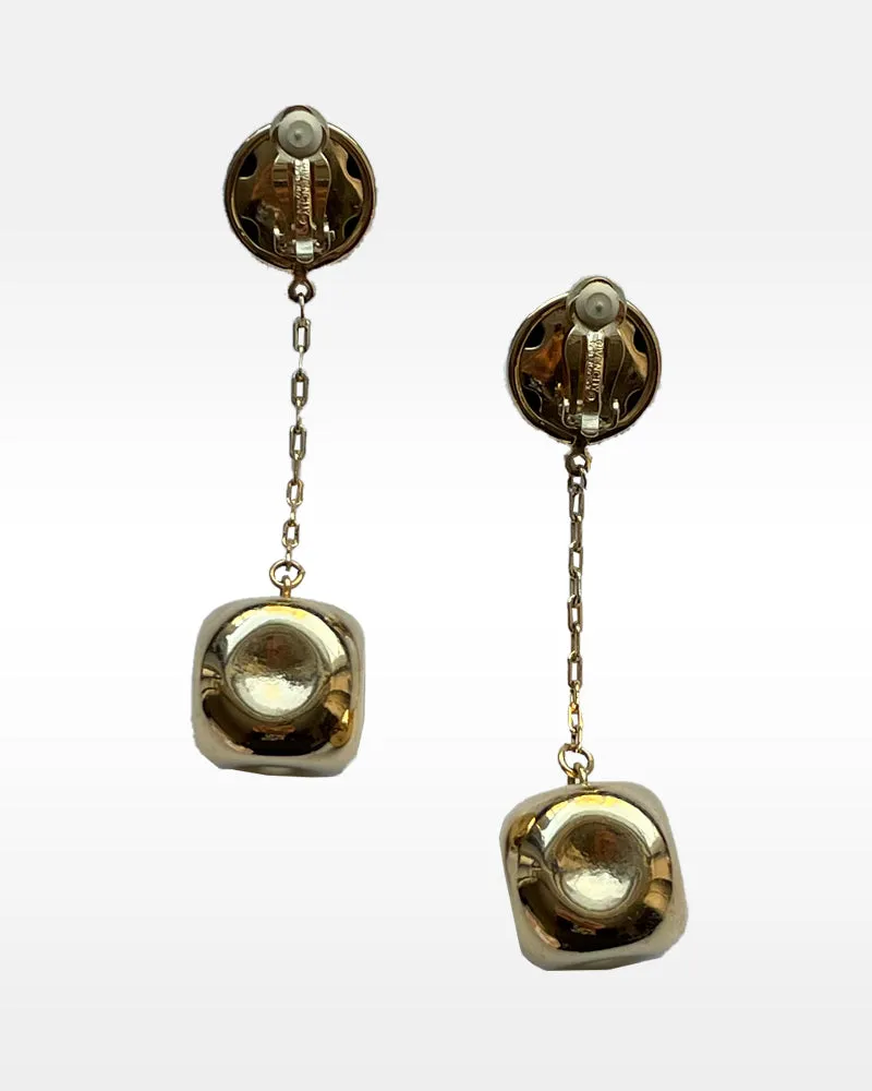 Givenchy Gold Metal Drop Clip Earrings