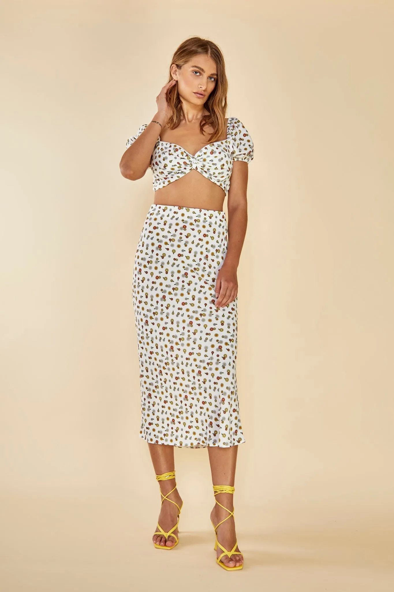 Glamorous Care Tie Back Crop Top with Twist Front