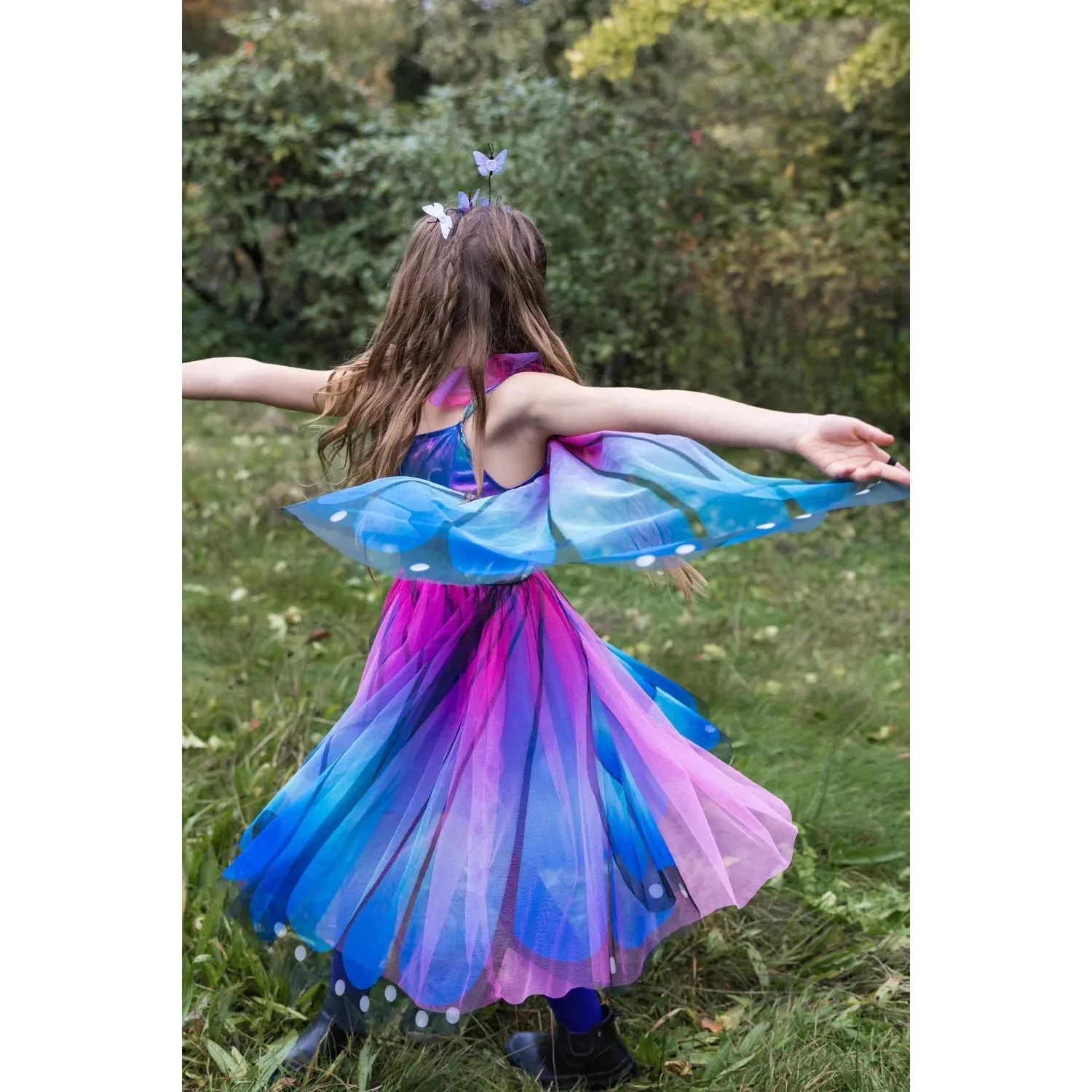 Great Pretenders Blue Butterfly Twirl Dress with Wings & Headband