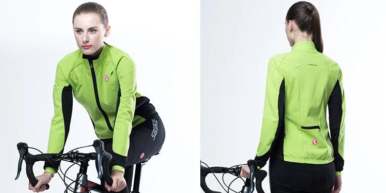 Green Black Women Long Sleeve Cycling Jacket