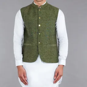 Green Khaddar Waistcoat