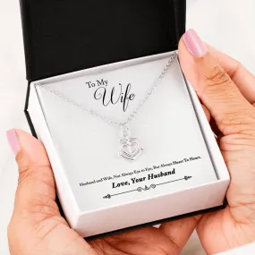 Heart Anchor Necklace With Husband To Wife "Heart To Heart" Message Card