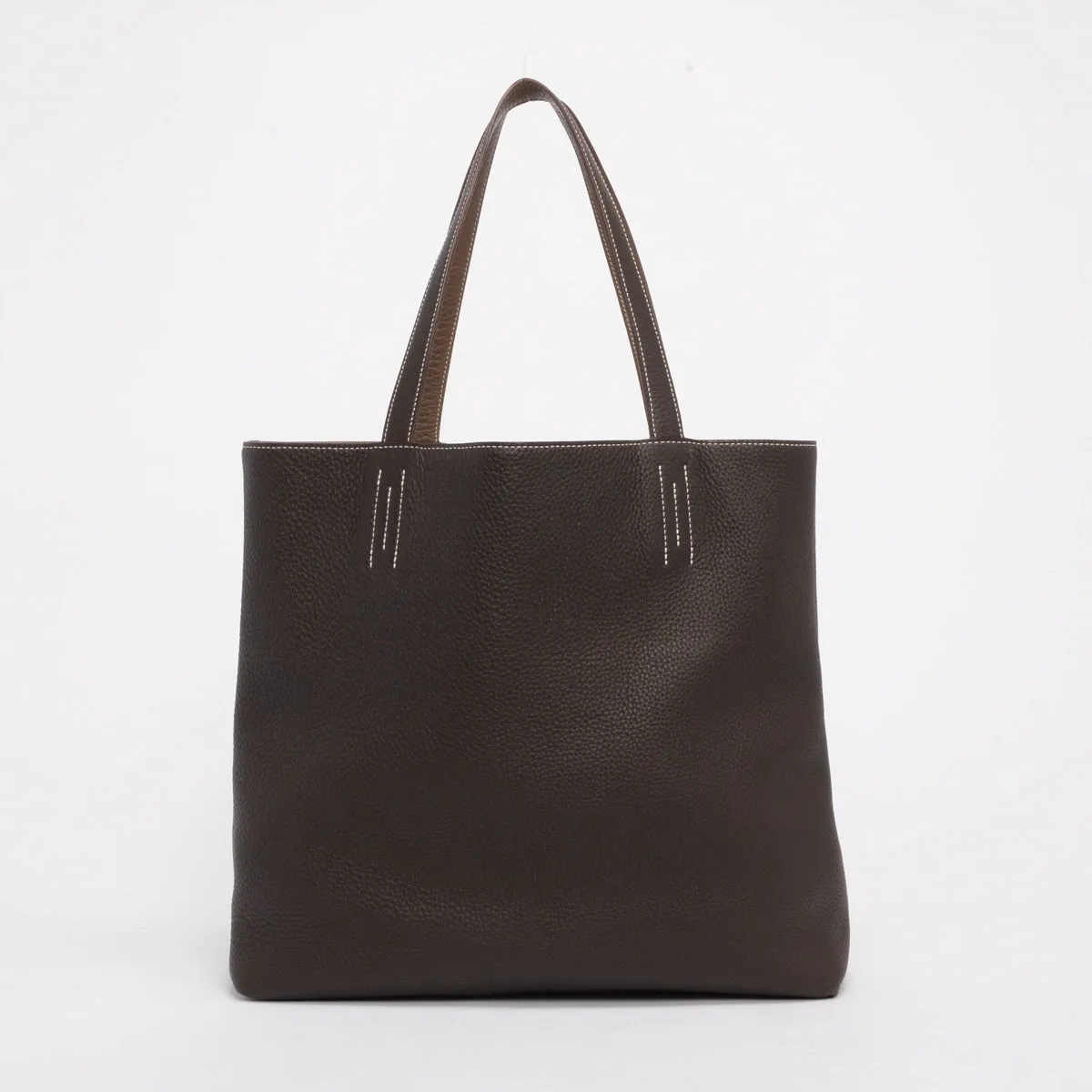 Hermes Etoupe & Chocolate Clemence Double Sens 36 Tote