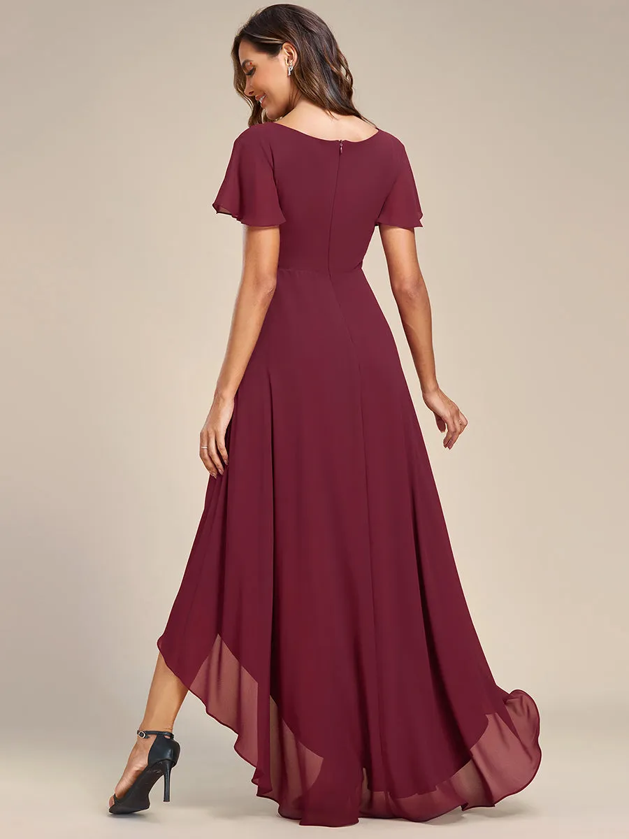 High Low Short Sleeve Chiffon Wholesale Evening Dresses