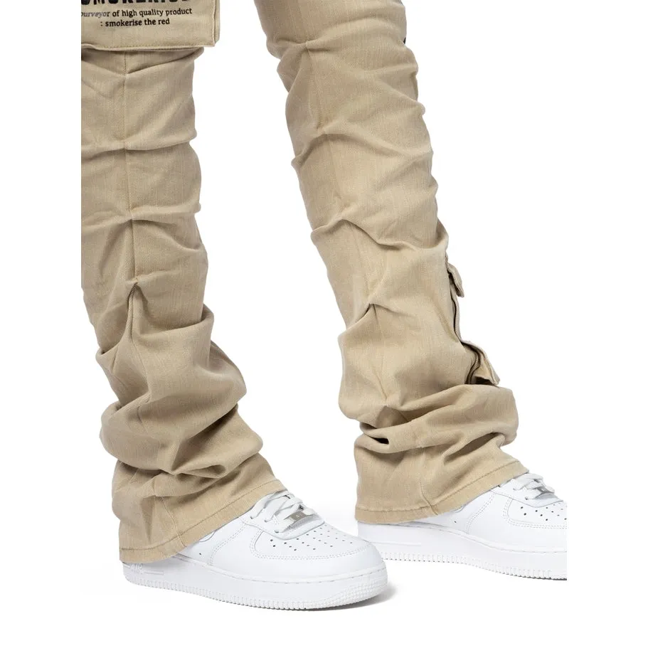 High Rise Utility Stacked Twill Pants - Cappuccino