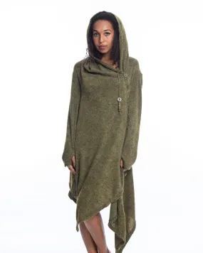 Hooded Pixie Sweater Dress in Green