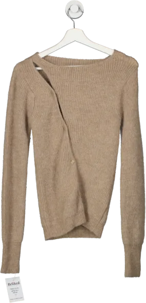 JACQUEMUS Beige La Maille Pau- Asymmetric Cardigan UK S