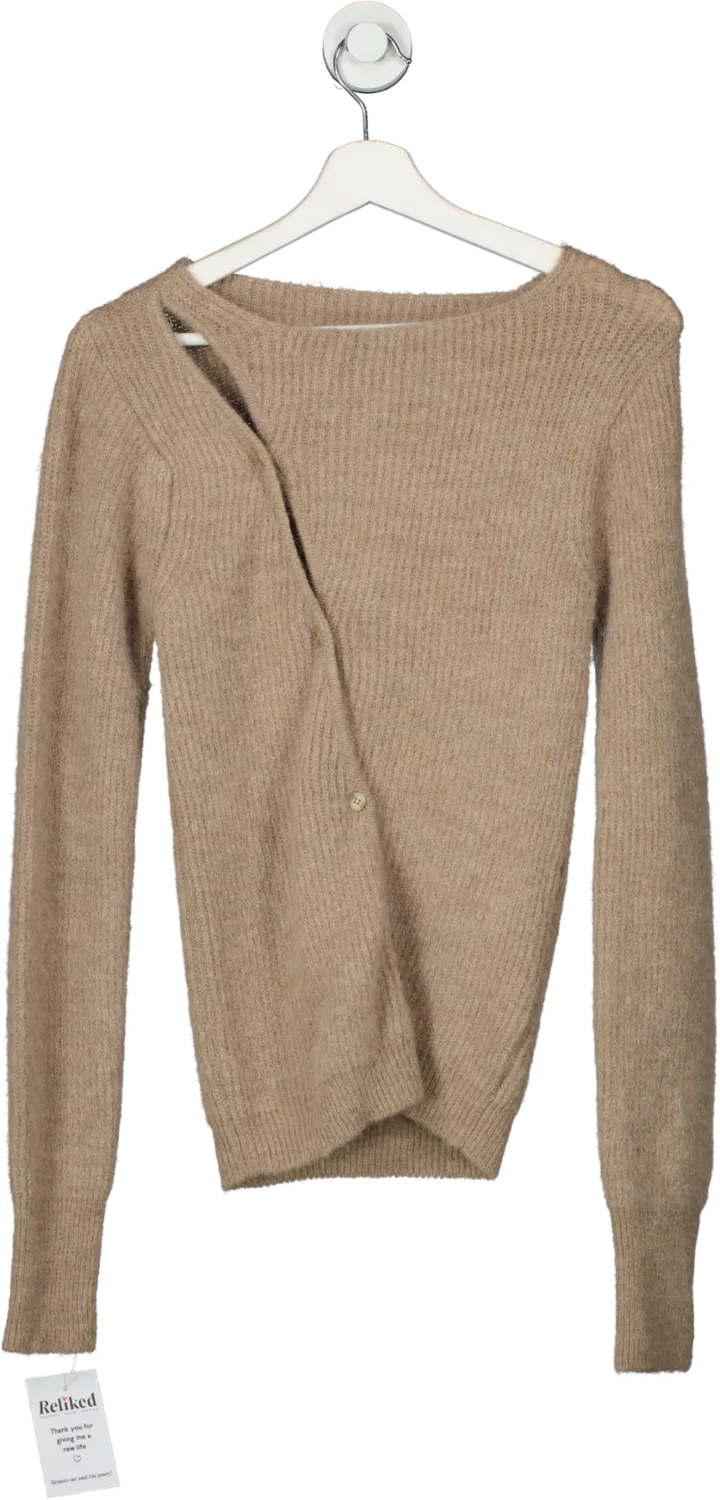 JACQUEMUS Beige La Maille Pau- Asymmetric Cardigan UK S