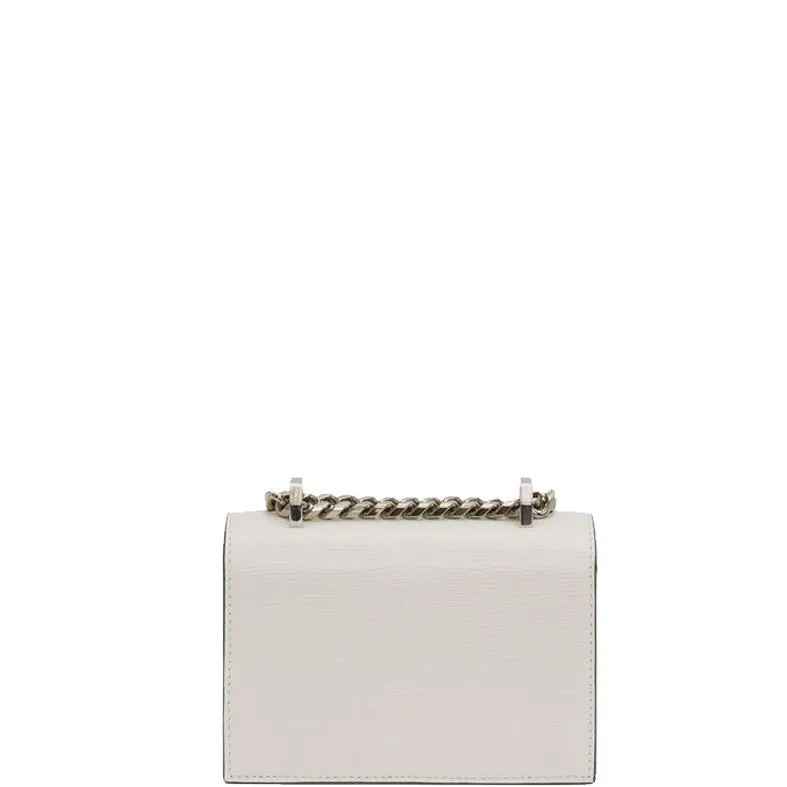 Jewelled Knuckle Satchel Mini Lizard, Deep Ivory/Silver