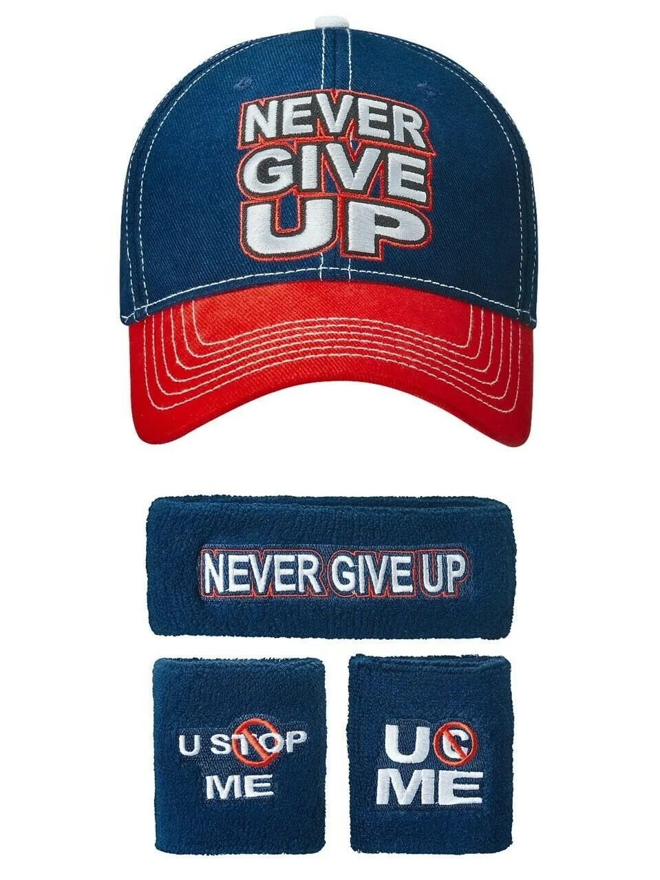 John Cena U Can't Stop Me Never Give Up Baseball Hat Headband Wristband Set