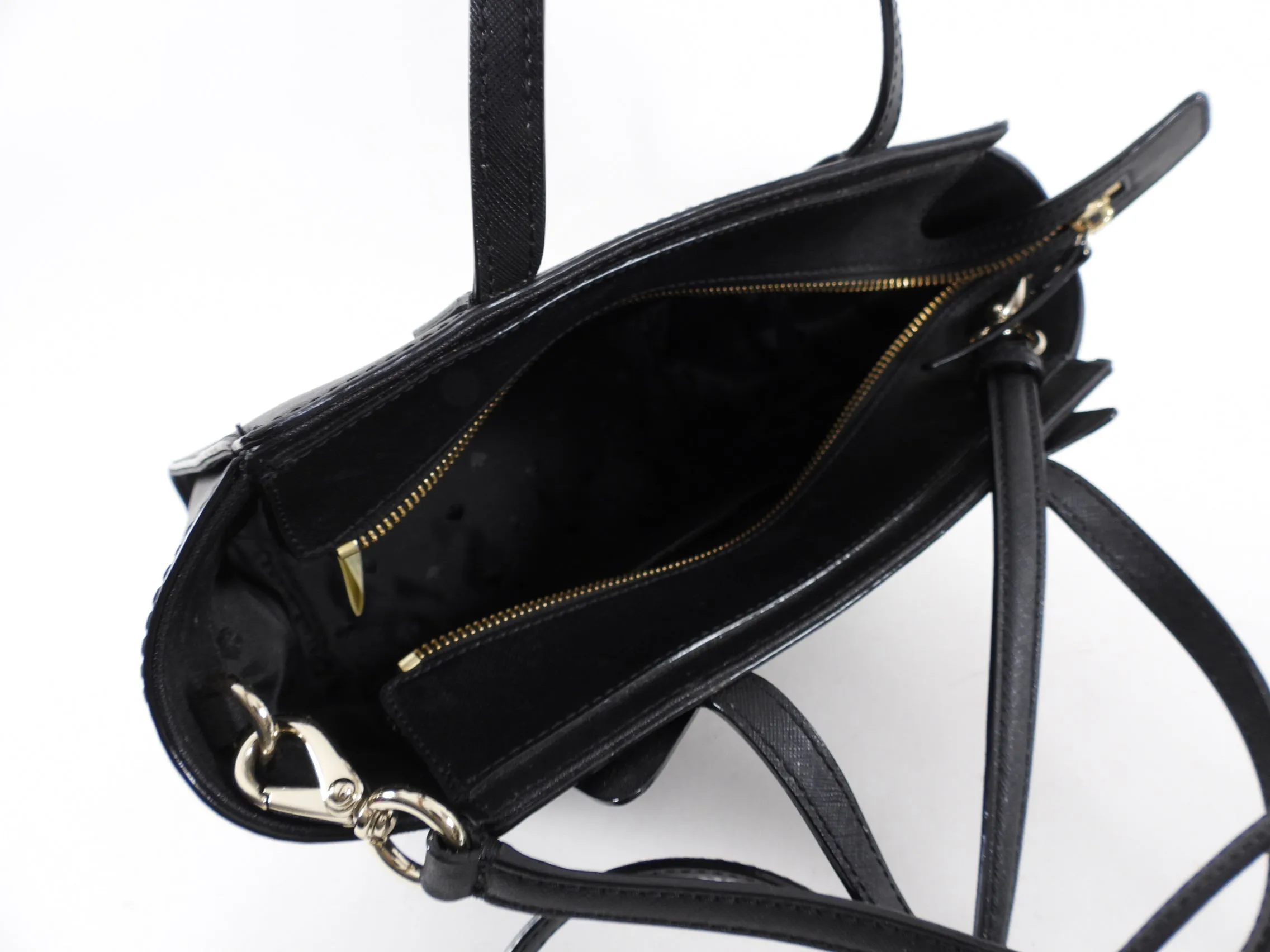 Kate Spade Black Leather Two-Way Cat Design Bag