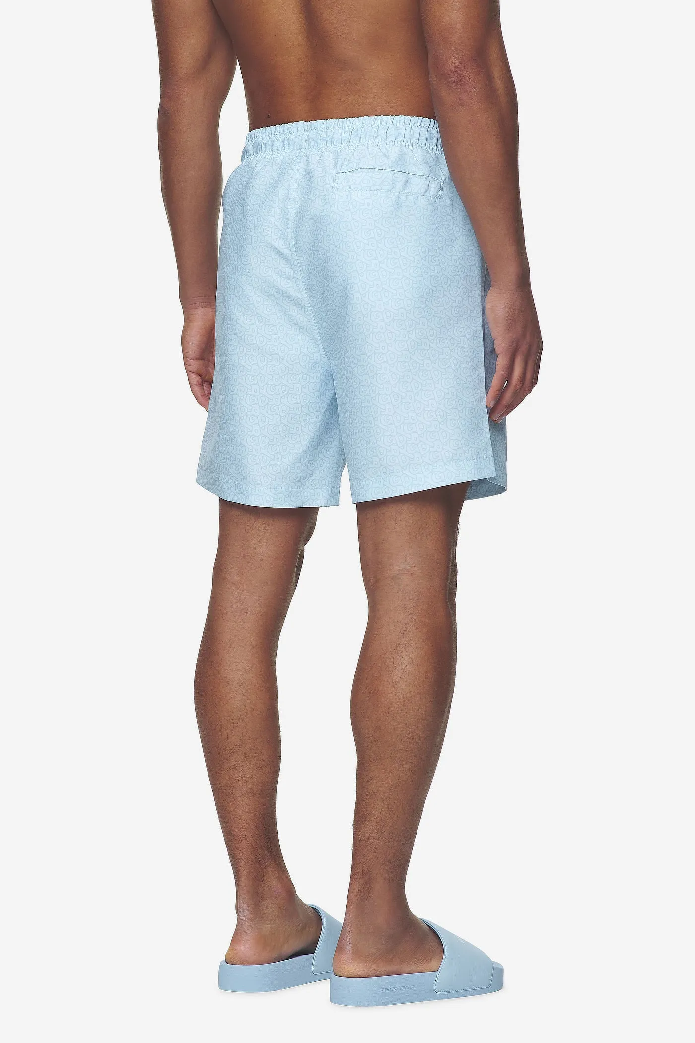 Kempton Monogram Swim Shorts Baby Blue