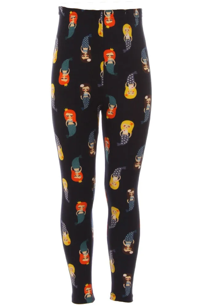 Kid's Little Mermaid Pattern Printed Leggings