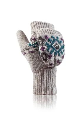 Ladies Heather Converter Mittens - Light Grey