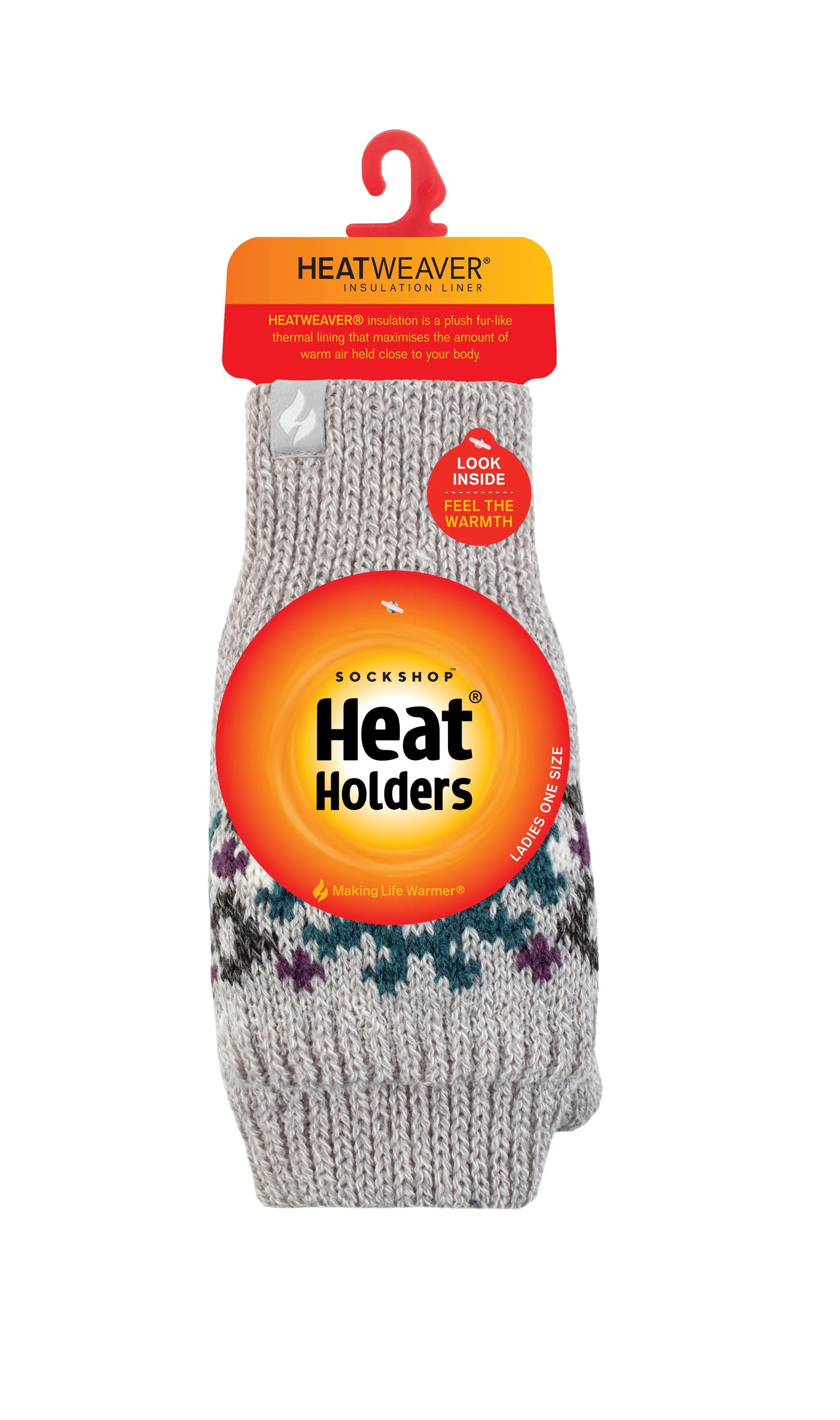 Ladies Heather Converter Mittens - Light Grey