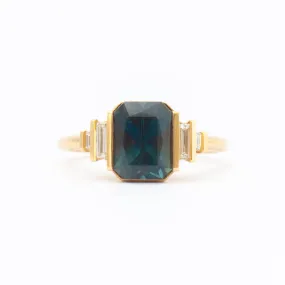 Lagoon Teal Sapphire & Diamond Ring