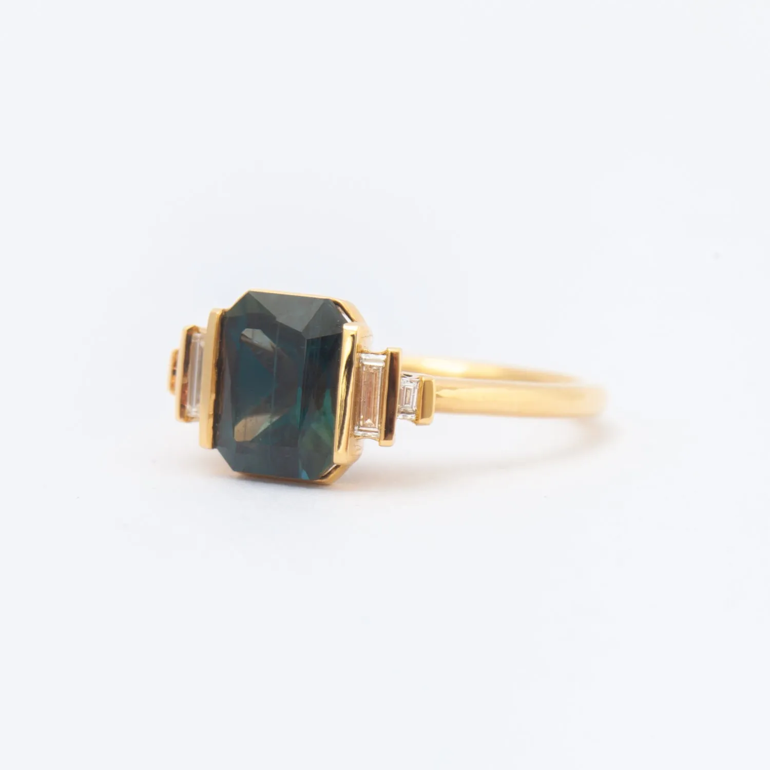 Lagoon Teal Sapphire & Diamond Ring