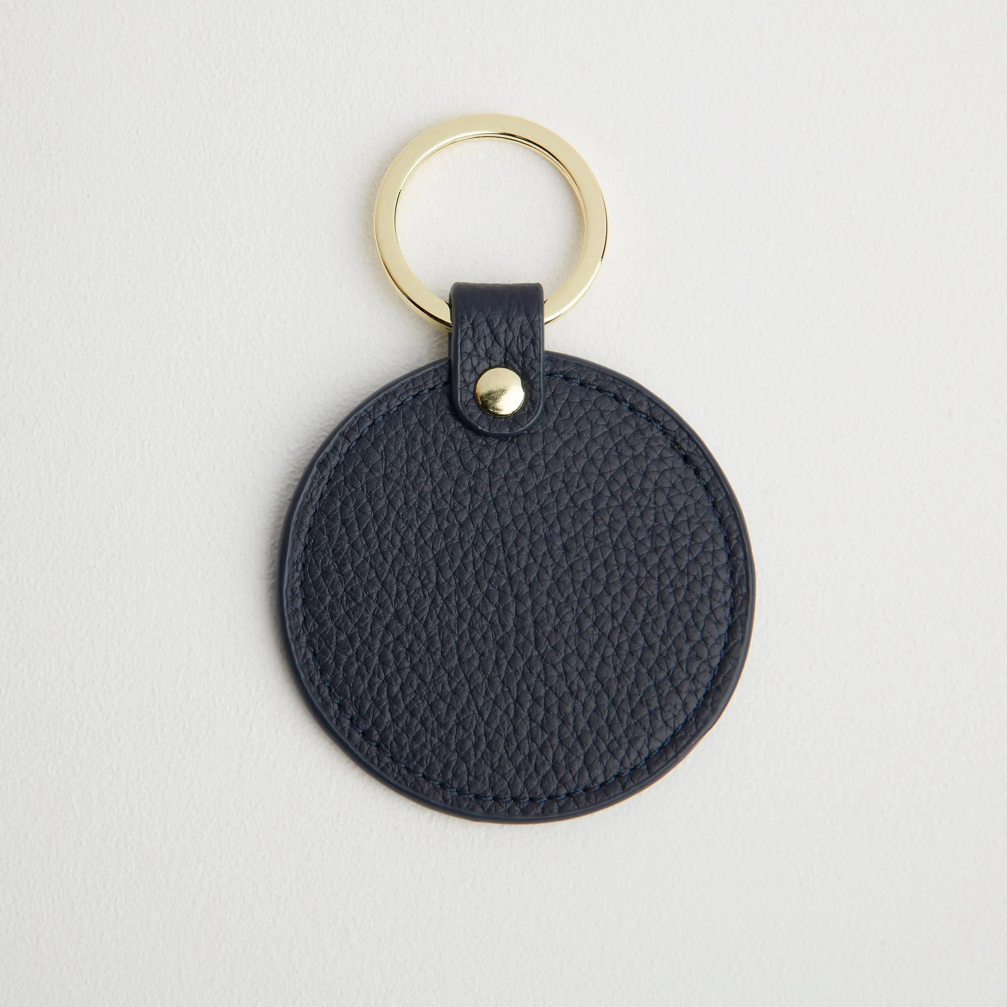 Leather Round Keyring - Gold Hardware