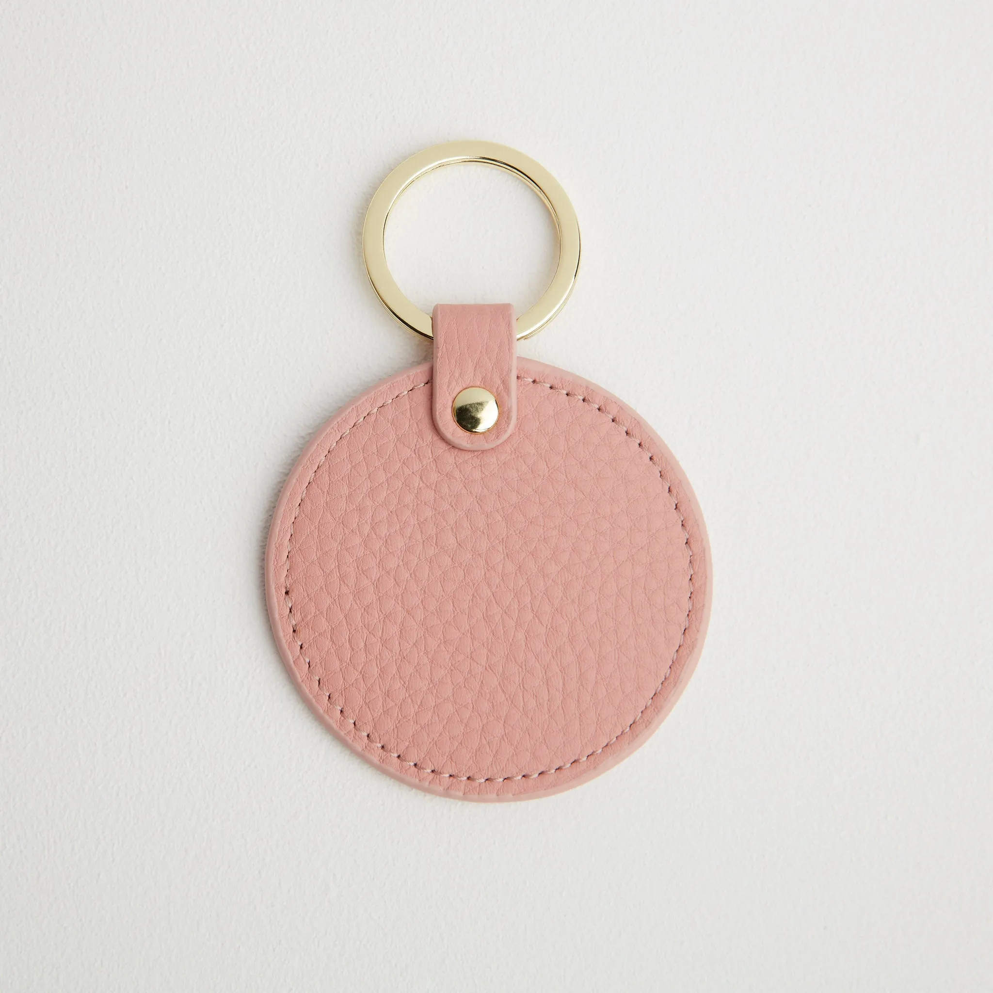 Leather Round Keyring - Gold Hardware