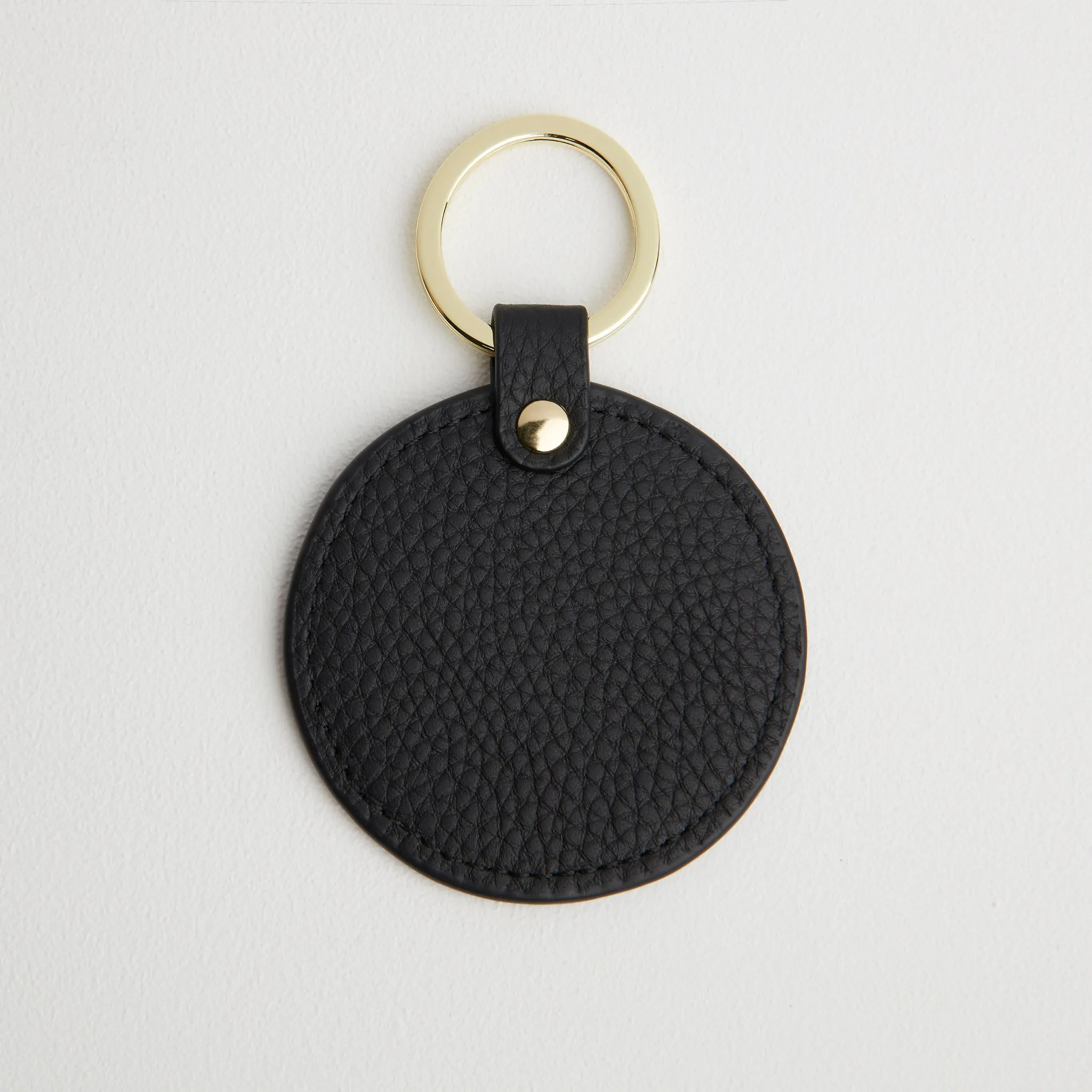 Leather Round Keyring - Gold Hardware