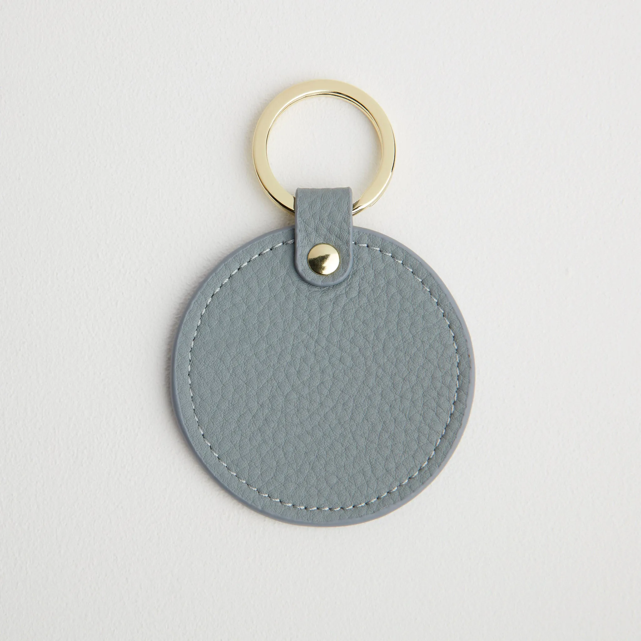 Leather Round Keyring - Gold Hardware