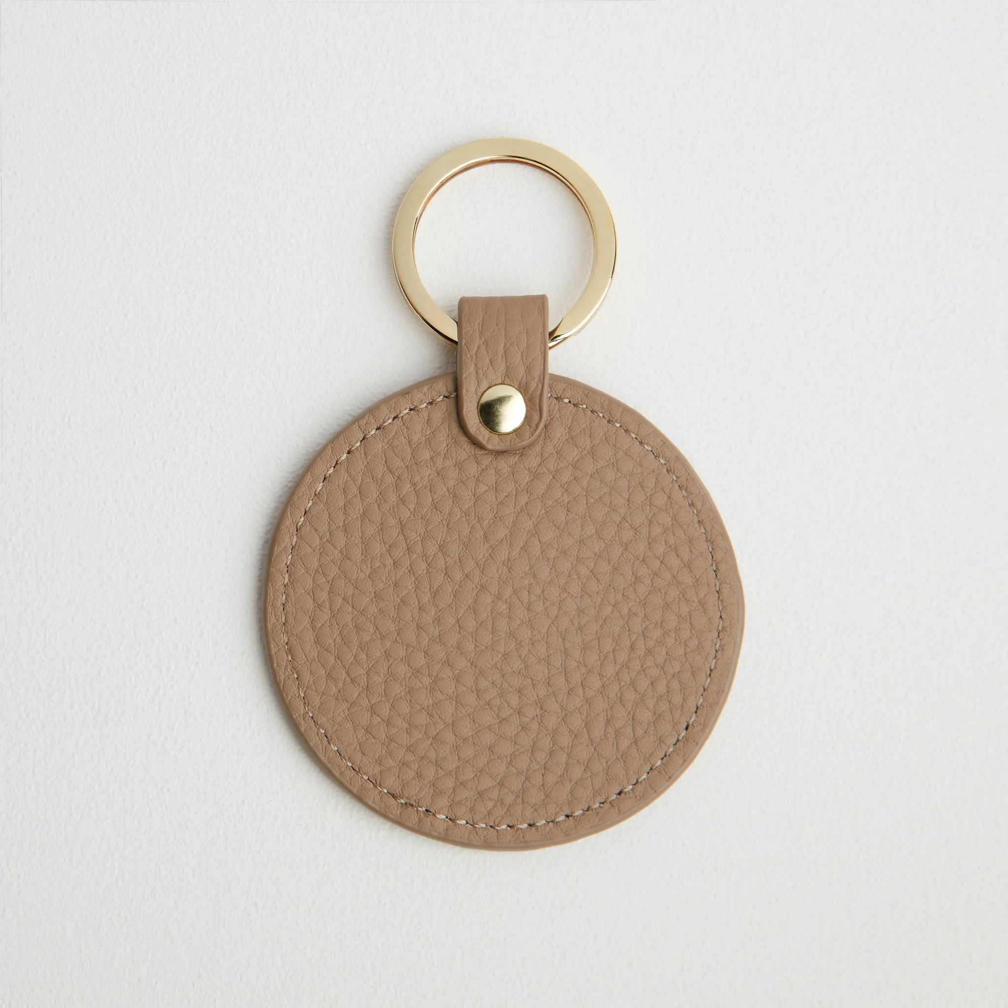 Leather Round Keyring - Gold Hardware