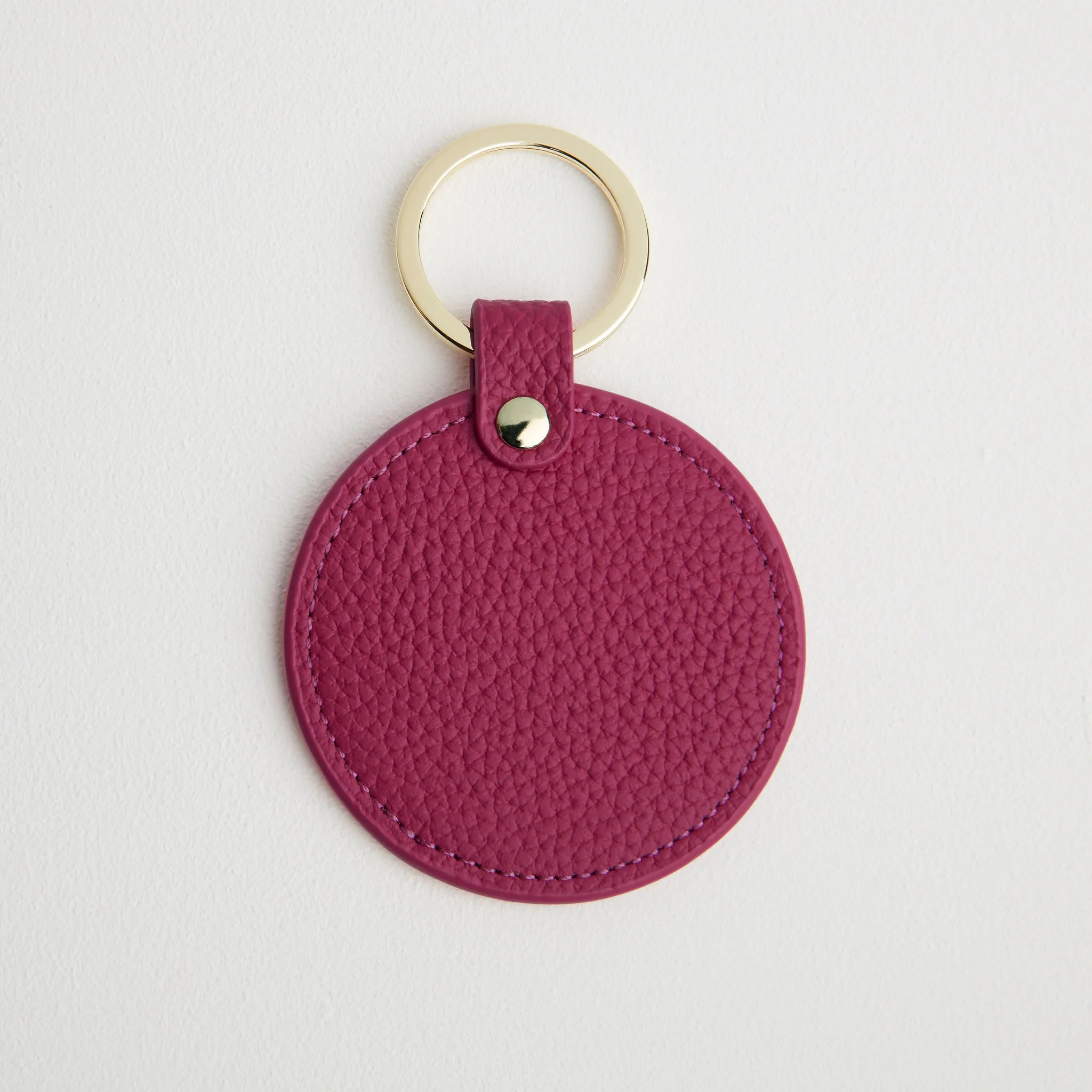 Leather Round Keyring - Gold Hardware