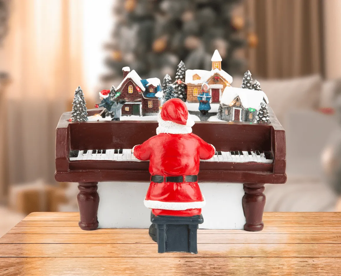 LED Musical Santa Playing Piano Asst