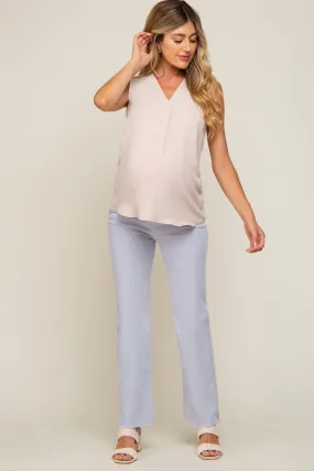 Light Blue Straight Leg Maternity Jeans