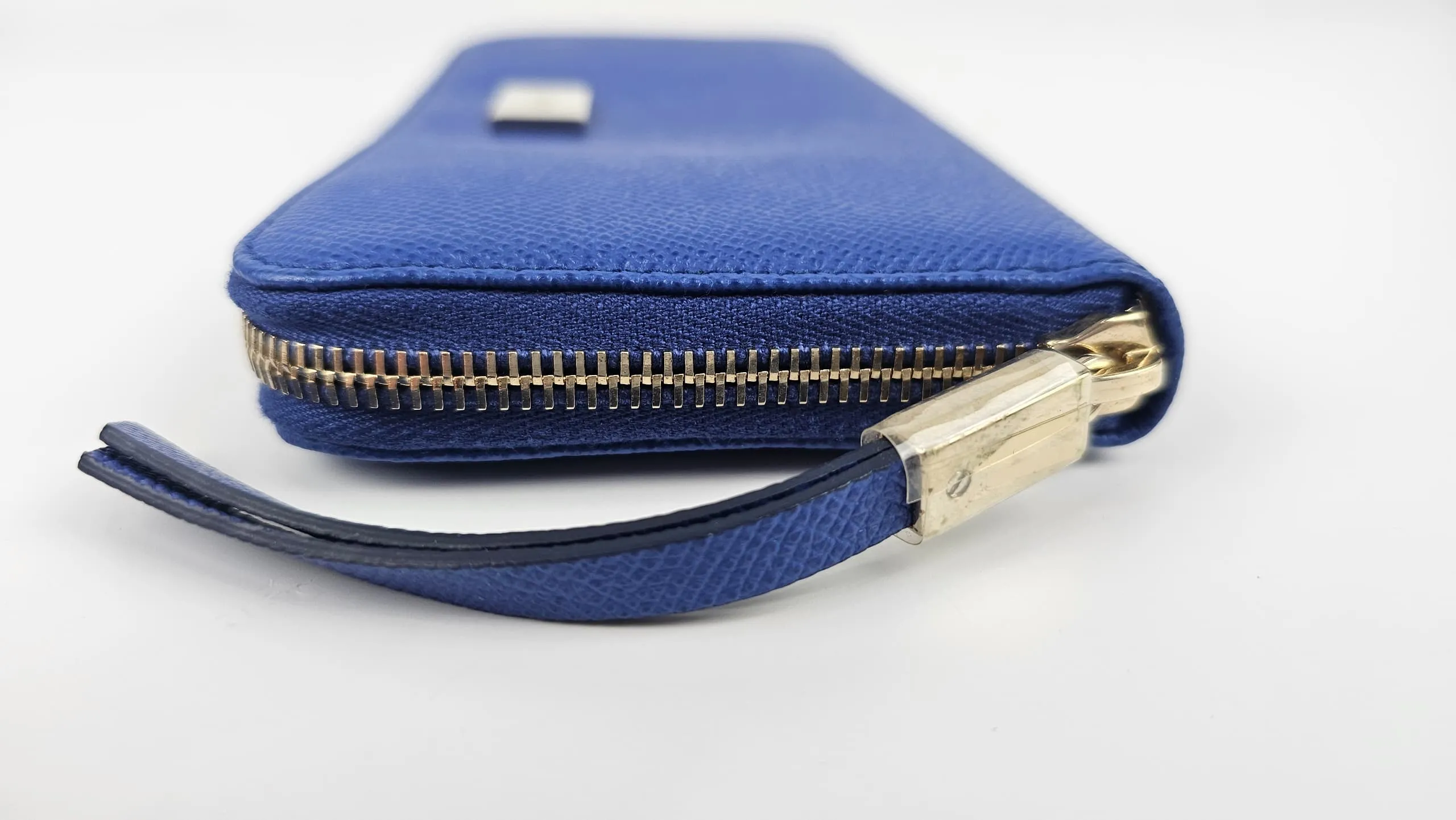 Long Zippy Wallet in Blue Leather