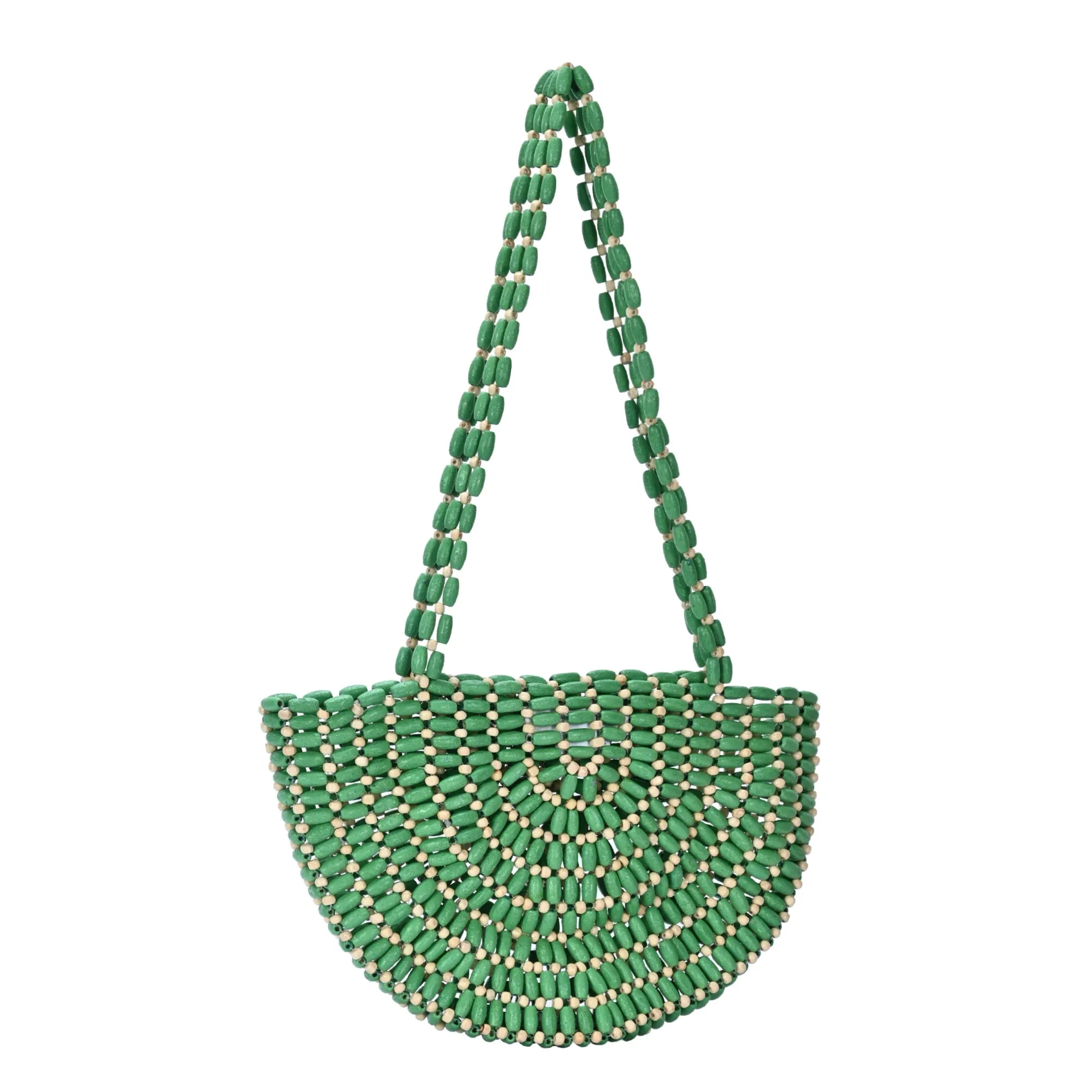 Luna's Wooden Beaded Crescent Shoulder Bag