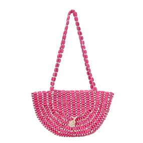 Luna's Wooden Beaded Crescent Shoulder Bag