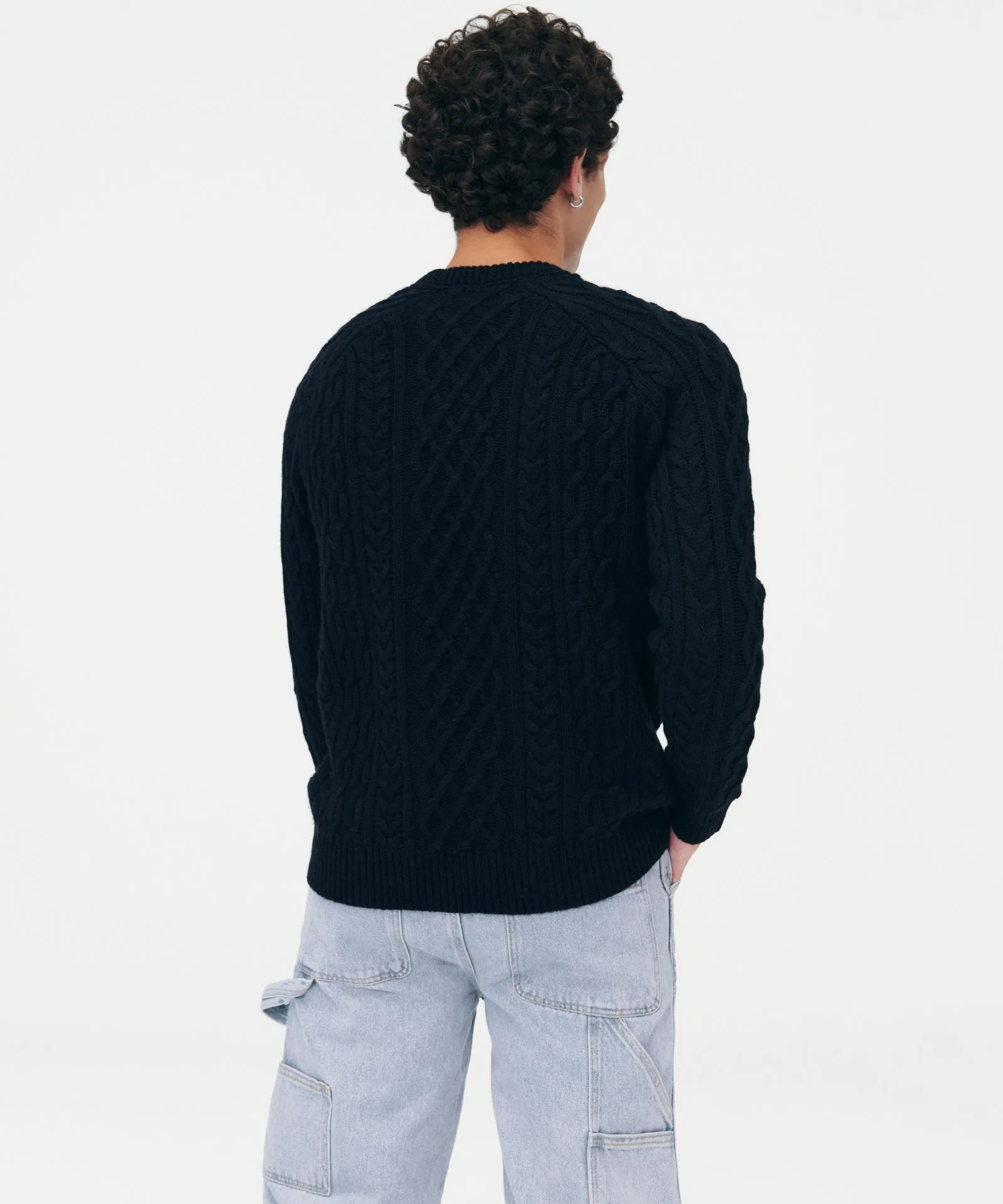 Luxe Cashmino Cable Crewneck Sweater