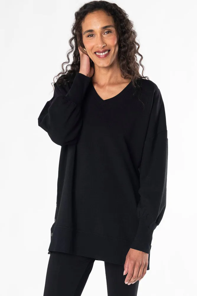 Lynn Side-Snap Bamboo Tunic - Black