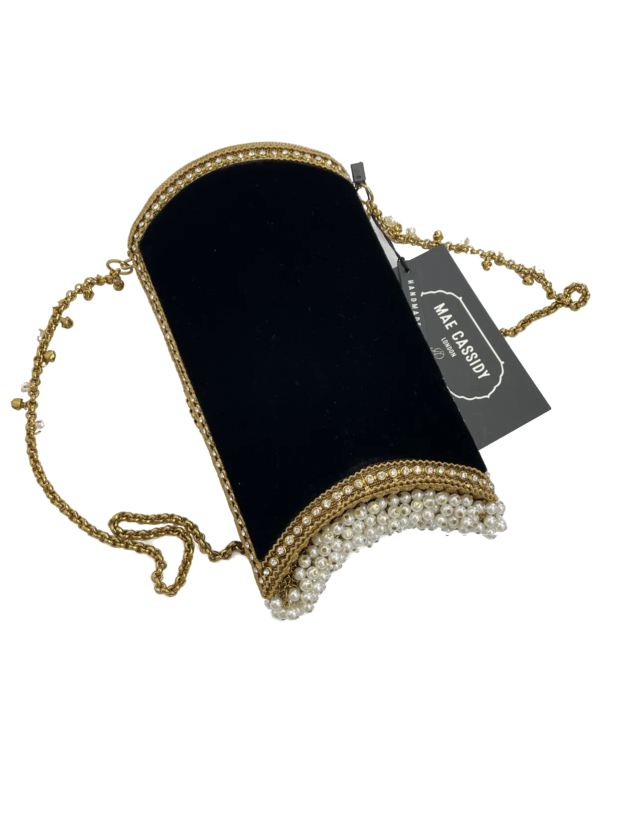 Mae Cassidy Velvet Pearl Phone Bag Ruby Red & Gold One Size