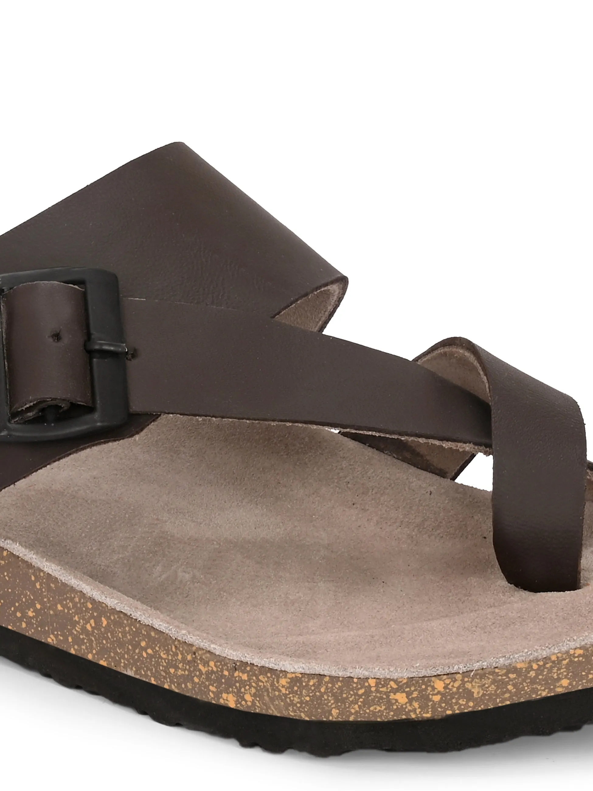 Marlin Brown Open Toe Flats