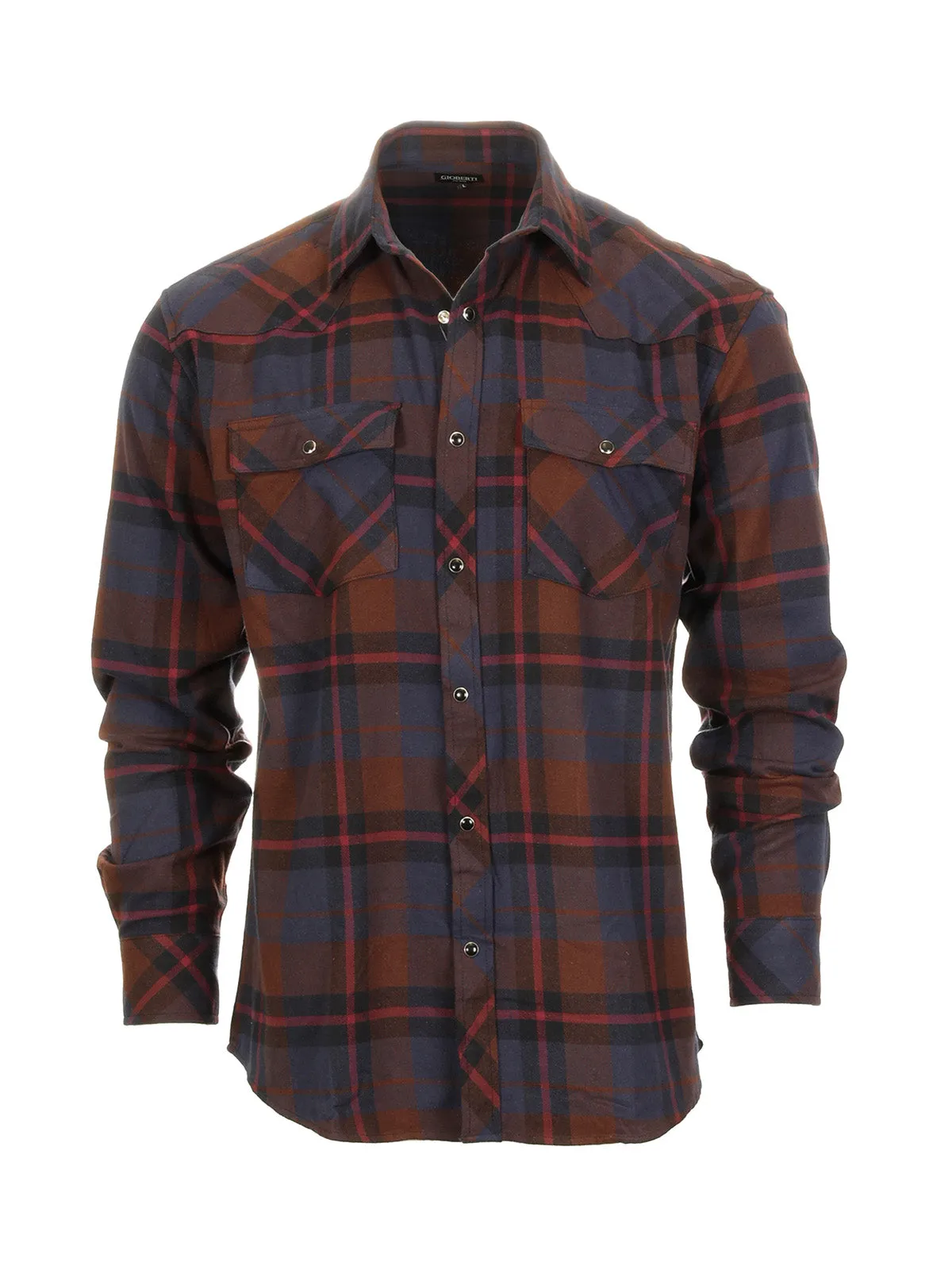 Men's Flannel Plaid Shirt w/ Snaps