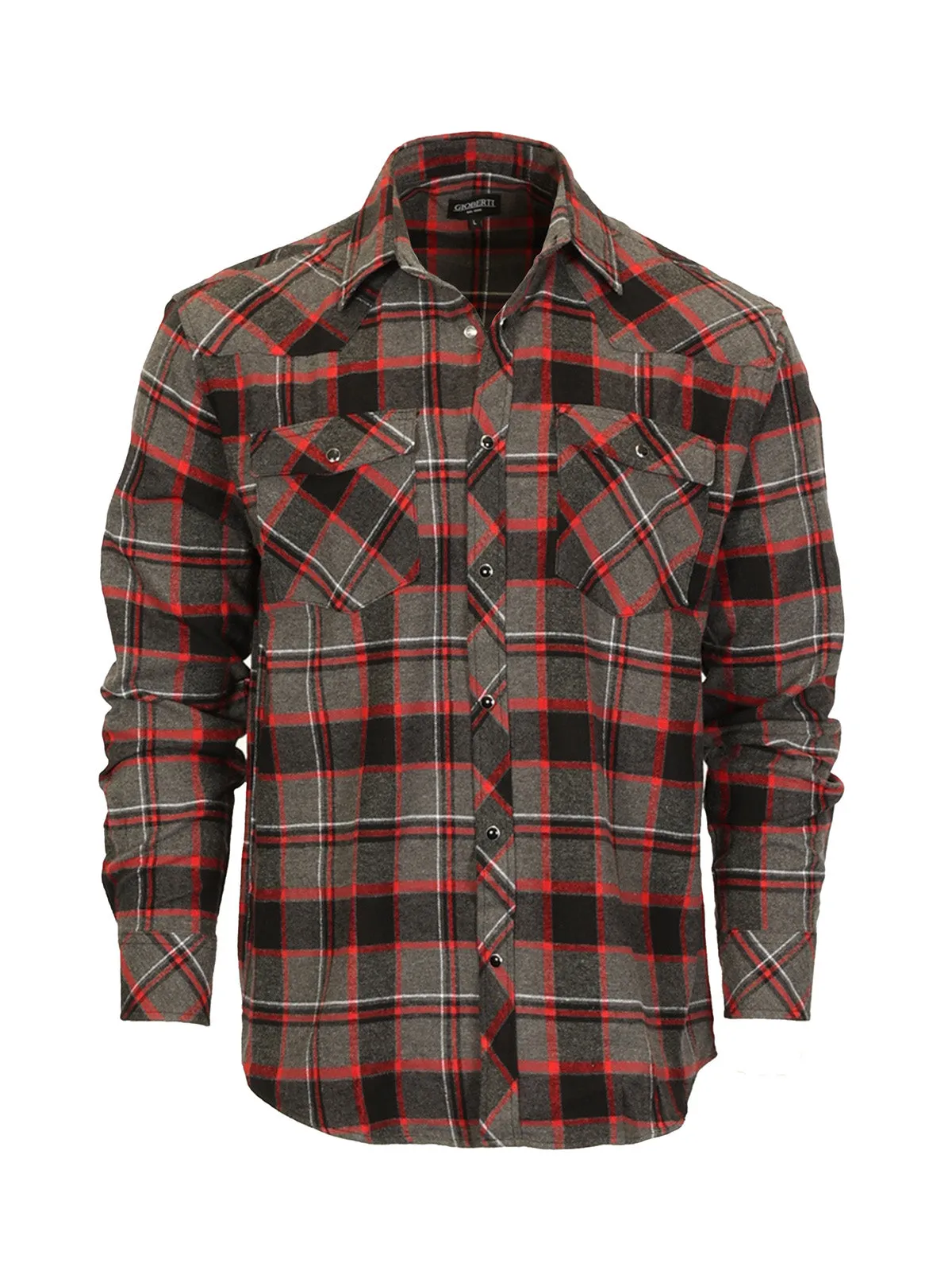 Men's Flannel Plaid Shirt w/ Snaps