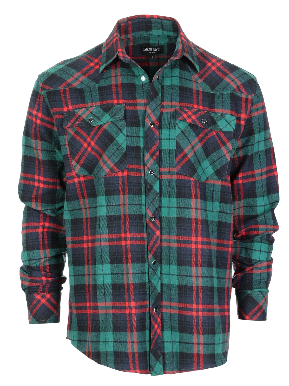 Men's Flannel Plaid Shirt w/ Snaps