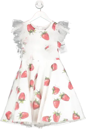 Monnalisa White Tulle Strawberry Dress 10 Years