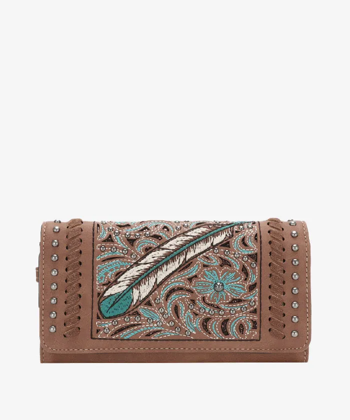 Montana West Cut-out Embroidered Feather Wallet