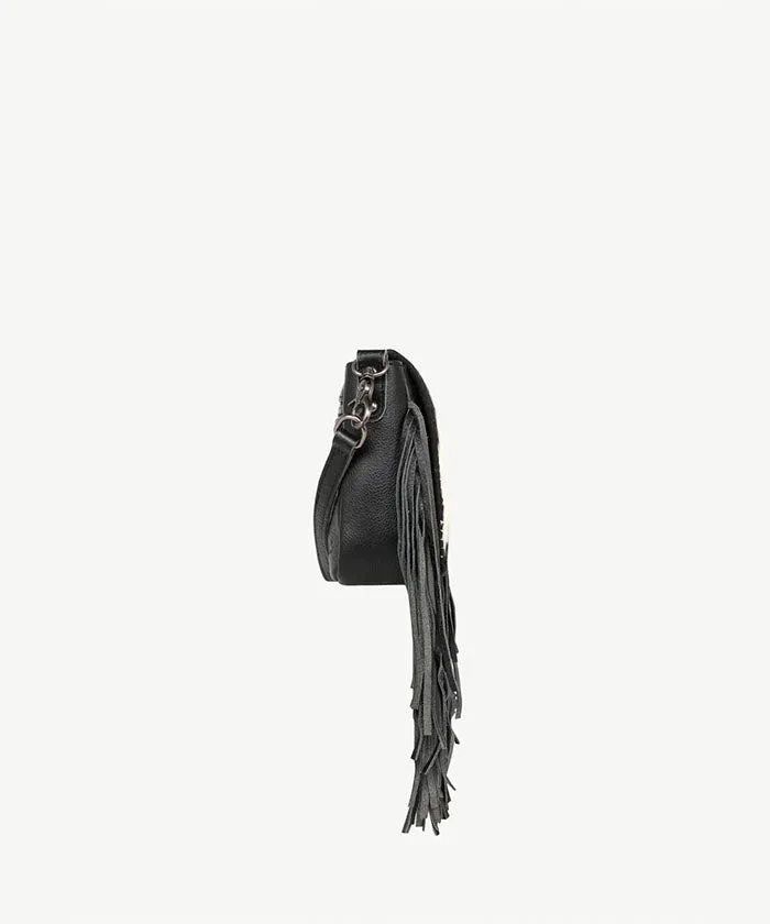 Montana West Genuine Leather Hair-On Fringe Crossbody Bag