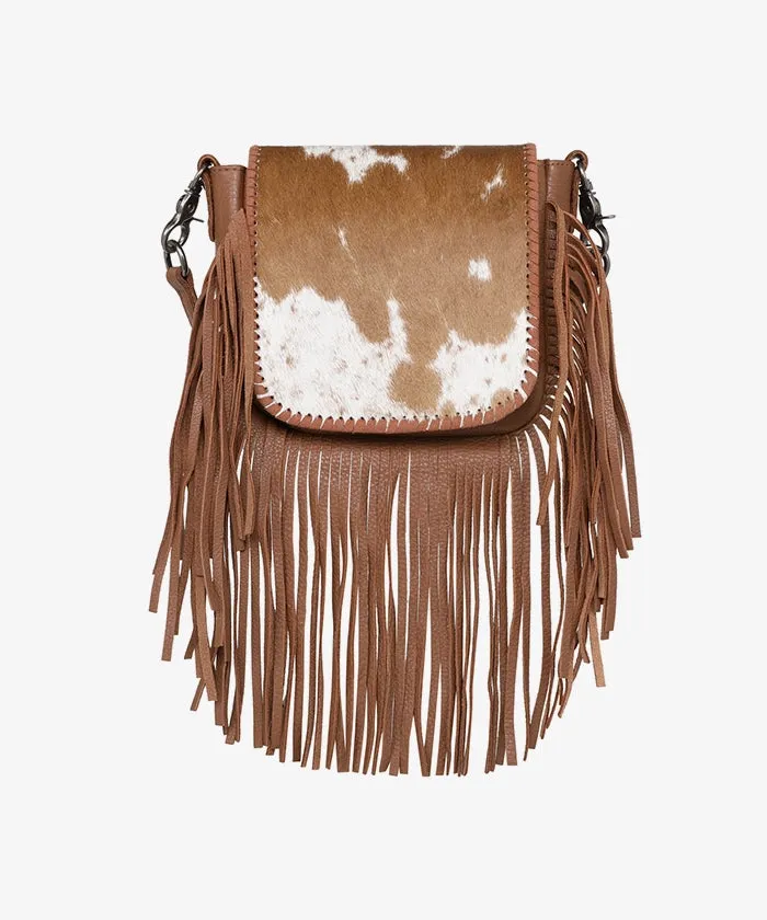 Montana West Genuine Leather Hair-On Fringe Crossbody Bag