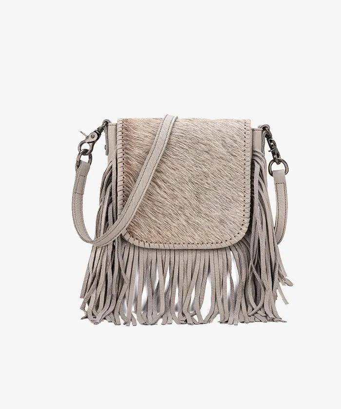 Montana West Genuine Leather Hair-On Fringe Crossbody Bag